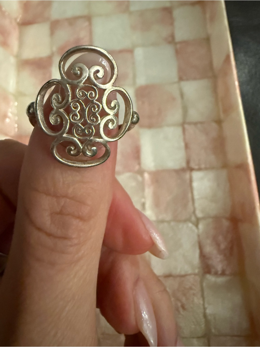 Sterling Silver Filigree Openwork Ring - Silver